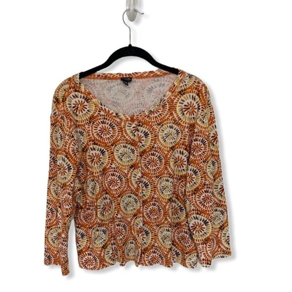 Rafaella Abstract Print Button Front Blouse | Size LP | 100% Cotton - Picture 1 of 6